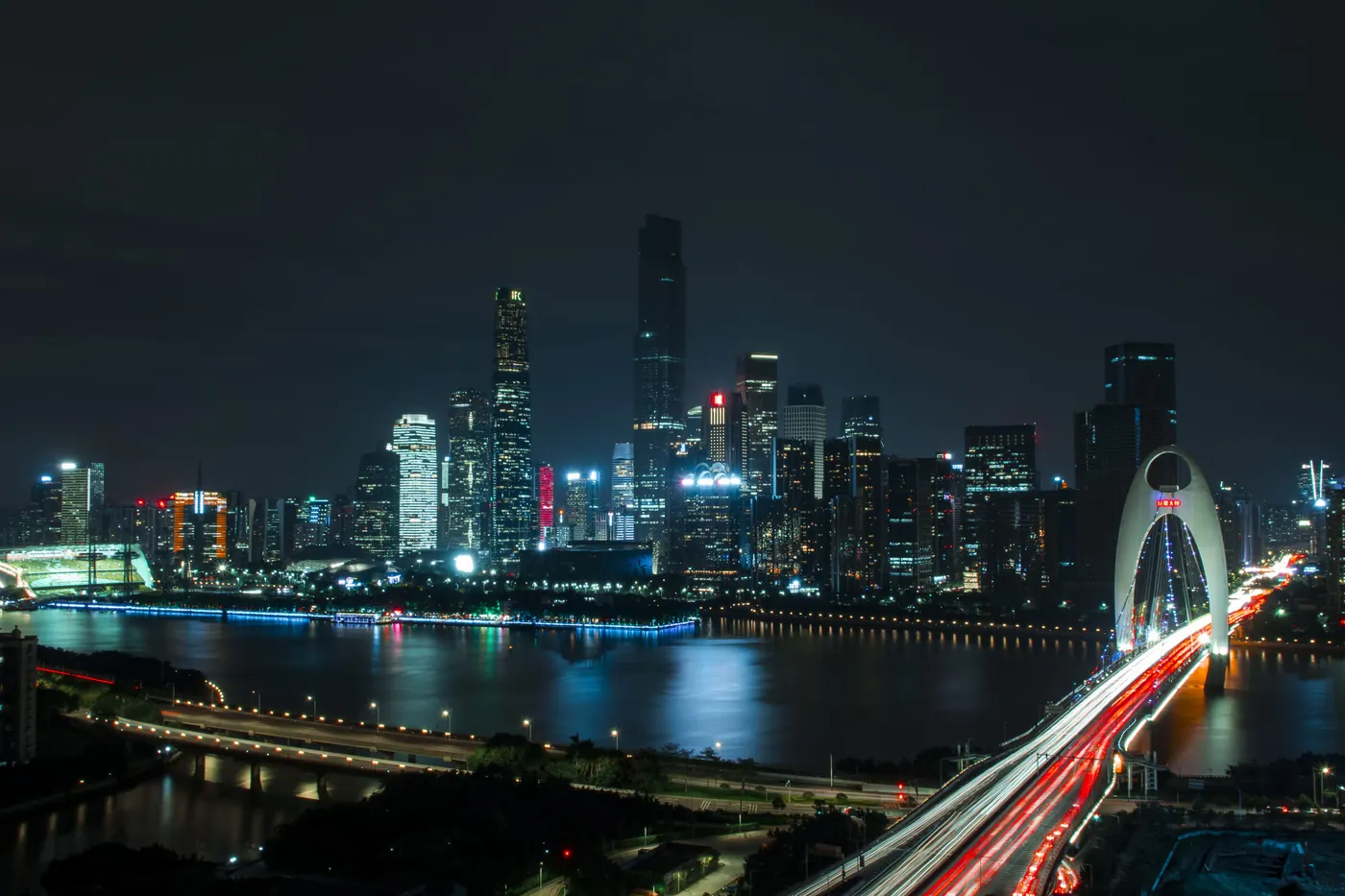 Guangzhou skyline on the Pearl River